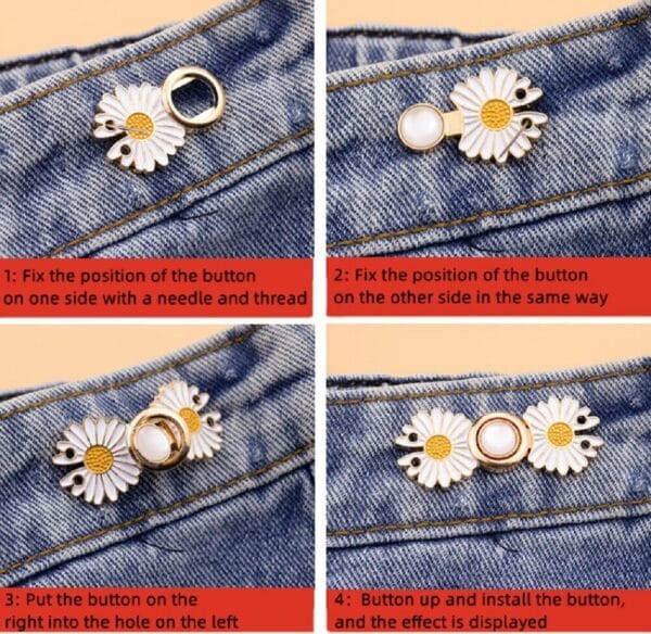 8 Pcs Adjustable Waist Buckle Set-Jeans Extender Waist Extender Button Pant Clip 3