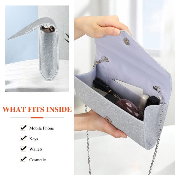 Women Sparkling Evening Envelope Clutch Bag Cocktail Party Wedding Banquet Purse 7