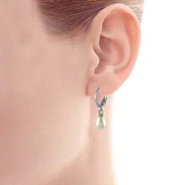925 Sterling Silver Drop Hook Lever Back Freshwater Pearls Earrings 8MM 3