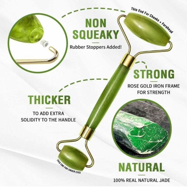 Jade Gua Sha Board Beauty Facial Roller Set Natural Face Neck Massager Tool