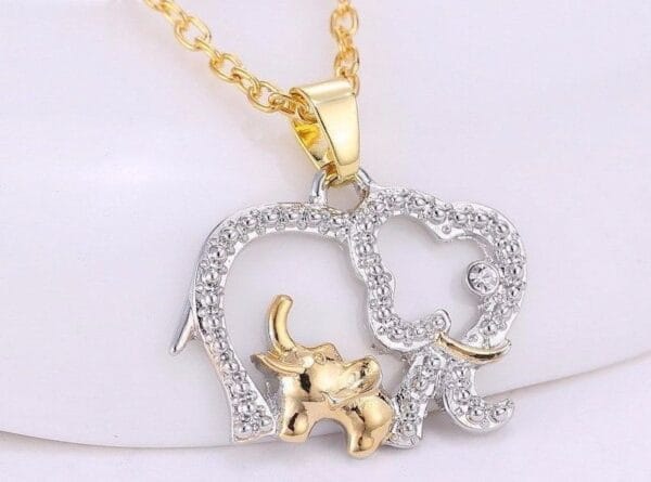 Baby And Mom Dad Elephant Necklace With Crystal Jewelry Mother's Day Gift 3
