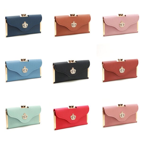 Women's Clutch PU Leather Wallet Long Card Holder Trifold Purse Slim Handbag US 1