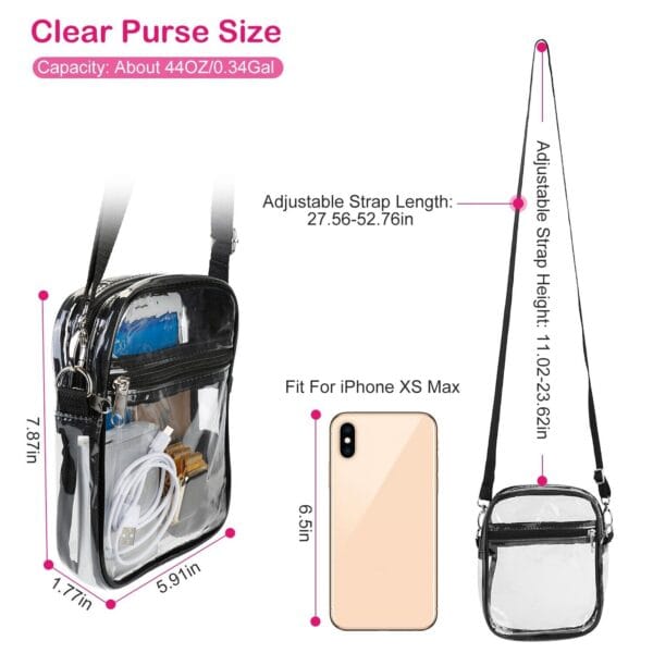 Clear Tote Bag PVC Stadium Approved Shoulder Handbag Purse Crossbody w/ Zipper 4