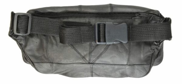 Large Black Solid Leather Waist Fanny Pack Belt Bag Travel Hip Purse Mens Womens 3