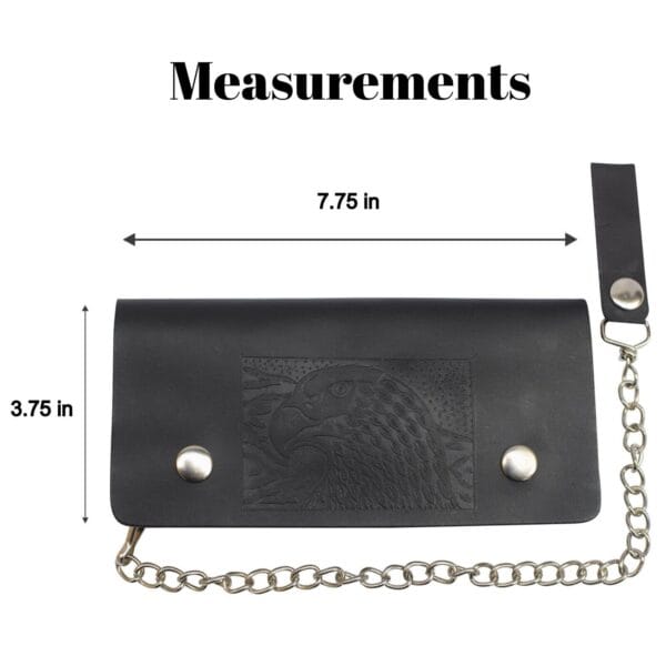 Leather Motorcycle Trucker Biker Chain Wallet With Inside Zipper Black Eagle!!! 3