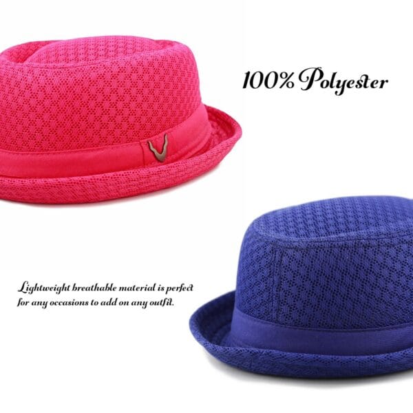 Porkpie Hat - Light Weight Classic Soft Cool Summer Mesh Porkpie Hat 7060 11