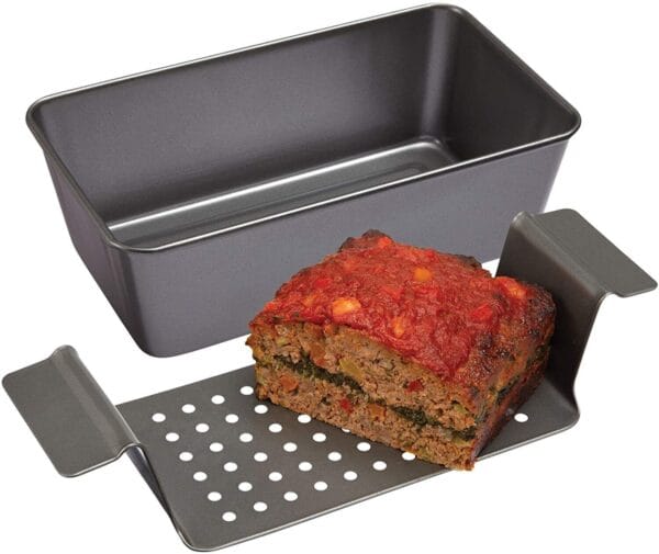 Chicago Metallic Professional Healthy Meatloaf Pan with Insert, 2-Piece Set Gray 3