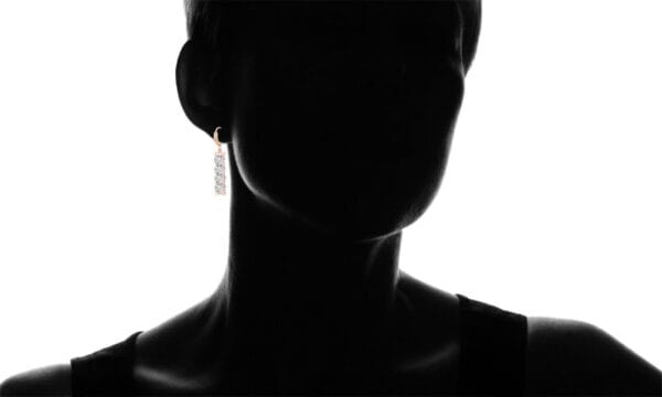 18k Rose Gold Layered Crystal Huggie Drop Leverback Earrings Made With Swarovski 3