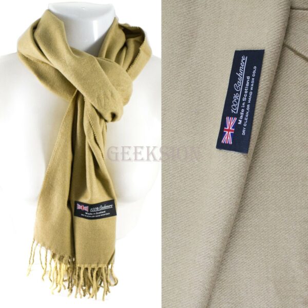 Winter Unisex 100% Cashmere Plaid Scotland Made Solid Striped Scarves Wool Scarf 1