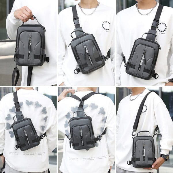 Men's Sling Shoulder Bag Anti-theft Chest Messenger Crossbody Backpack USB Port 16