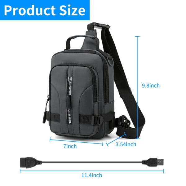 Men's Sling Shoulder Bag Anti-theft Chest Messenger Crossbody Backpack USB Port 17