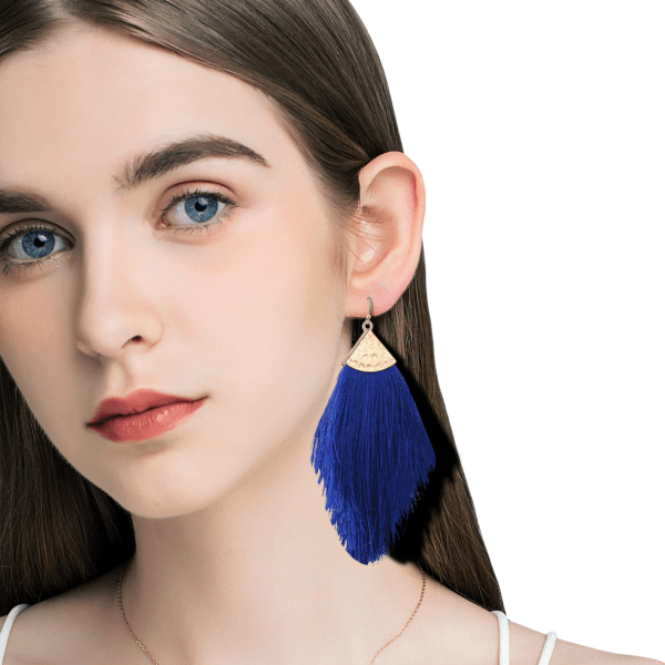 Buyless Fashion Womens Fringe Tassel Earrings Silky Fan Hook Lightweight Feather 4