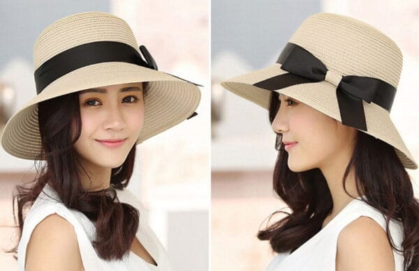 Women Floppy Sun Beach Straw Hats Wide Brim Packable Summer Cap 1