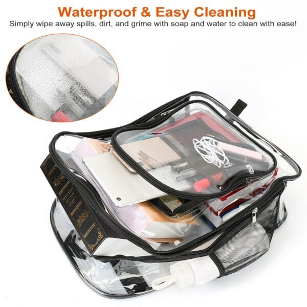 Heavy Duty Transparent Backpack See Through Book-bag Waterproof Clear Backpack 6