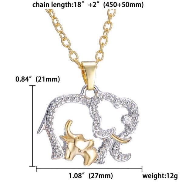 Baby And Mom Dad Elephant Necklace With Crystal Jewelry Mother's Day Gift 4