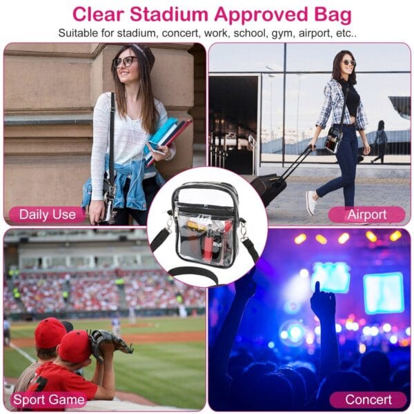 Clear Tote Bag PVC Stadium Approved Shoulder Handbag Purse Crossbody w/ Zipper 5