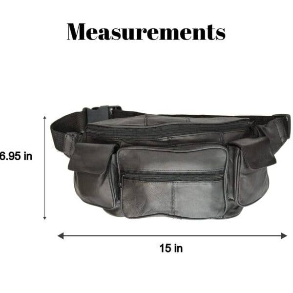 Large Black Solid Leather Waist Fanny Pack Belt Bag Travel Hip Purse Mens Womens 4