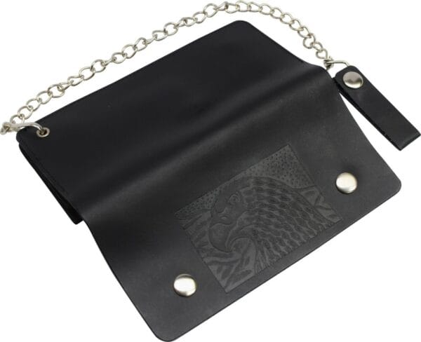 Leather Motorcycle Trucker Biker Chain Wallet With Inside Zipper Black Eagle!!! 4
