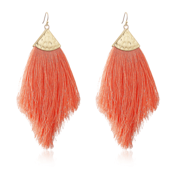 Buyless Fashion Womens Fringe Tassel Earrings Silky Fan Hook Lightweight Feather 8
