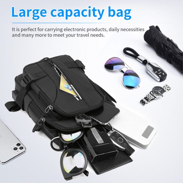 Men's Sling Shoulder Bag Anti-theft Chest Messenger Crossbody Backpack USB Port 19