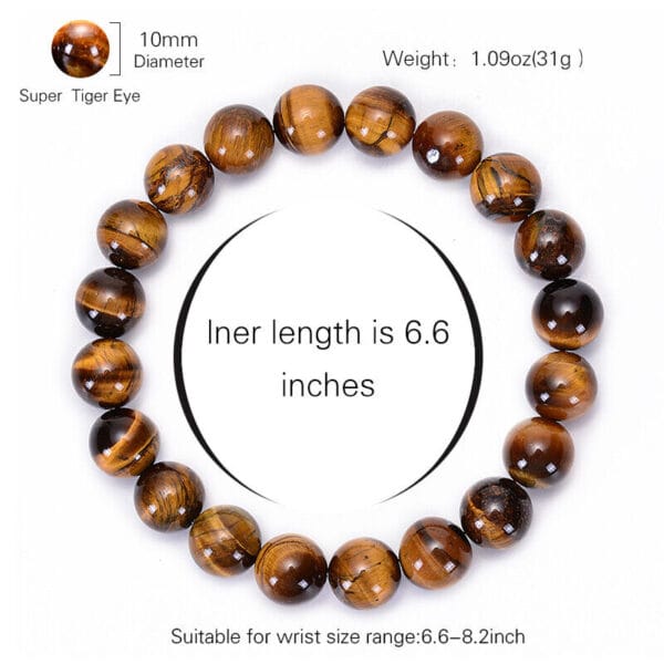 Tiger Eye Bracelet for Men Women Handmade Natural Stone Tiger Eye Beads Bracelet 26