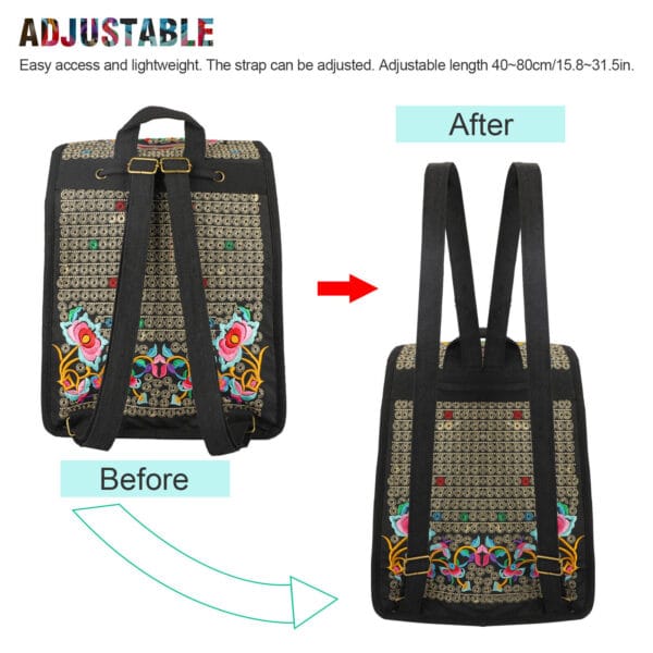 Adjustable Shoulder Backpack Women Rucksack Travel Bag Handbag Vintage Handmade 6