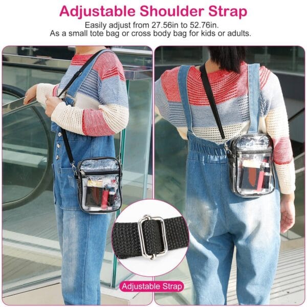 Clear Tote Bag PVC Stadium Approved Shoulder Handbag Purse Crossbody w/ Zipper 6