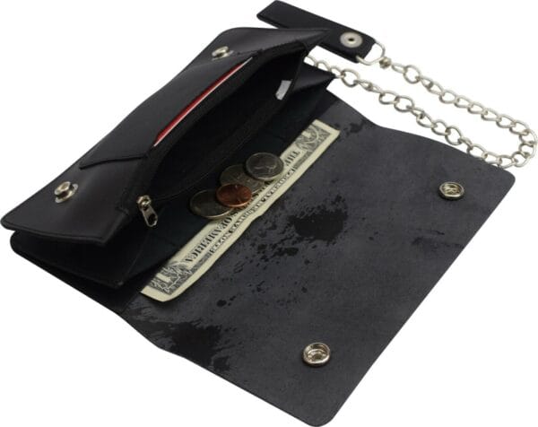 Leather Motorcycle Trucker Biker Chain Wallet With Inside Zipper Black Eagle!!! 5