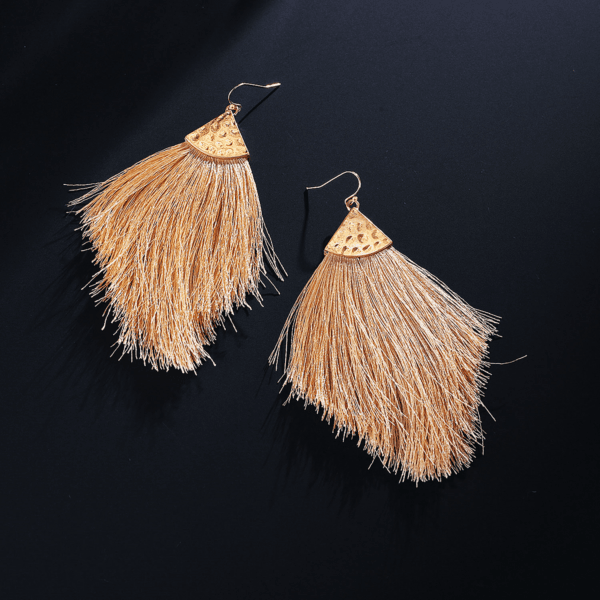 Buyless Fashion Womens Fringe Tassel Earrings Silky Fan Hook Lightweight Feather 6