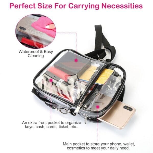 Clear Tote Bag PVC Stadium Approved Shoulder Handbag Purse Crossbody w/ Zipper 7