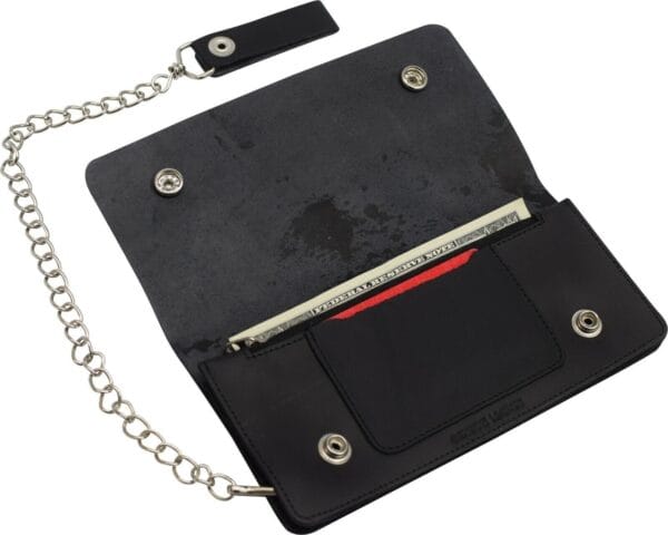 Leather Motorcycle Trucker Biker Chain Wallet With Inside Zipper Black Eagle!!! 6
