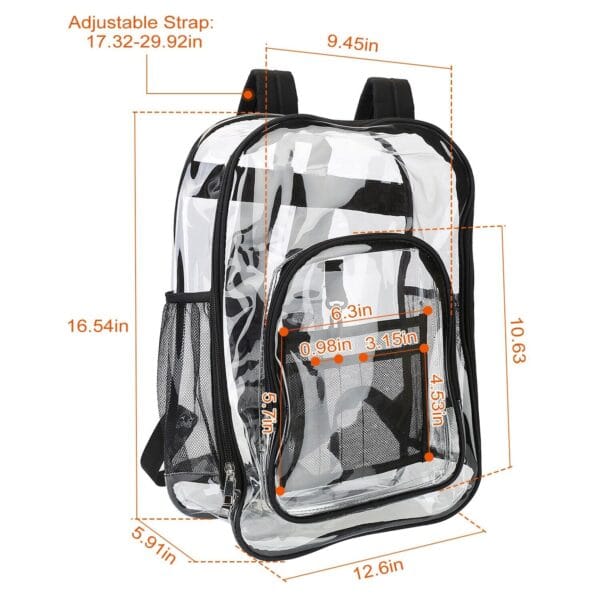 Heavy Duty Transparent Backpack See Through Book-bag Waterproof Clear Backpack 9