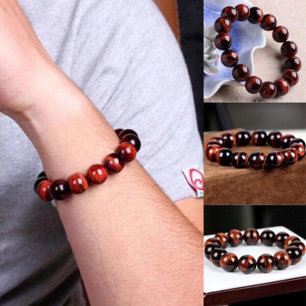 Tiger Eye Bracelet for Men Women Handmade Natural Stone Tiger Eye Beads Bracelet