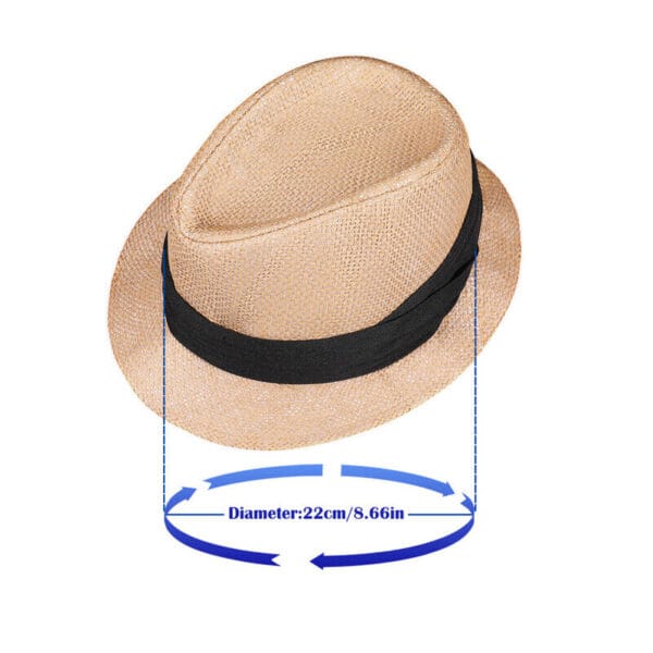 Unisex Summer Straw Fedora Hat Trilby Cuban Sun Cap Panama Short Brim Floral Hat 7
