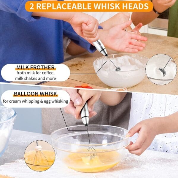Electric Milk Frother Handheld Drink Foamer Coffee Mixer Egg Beater Double Whisk 6