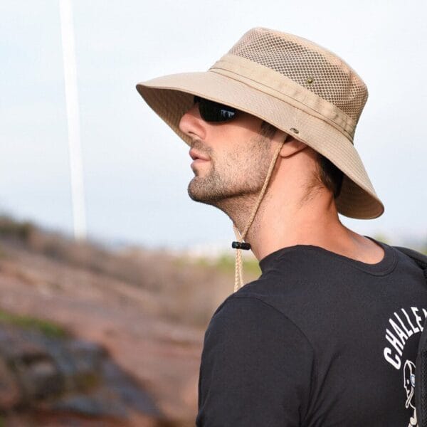 Mens Womens Summer Bucket Boonie Hat Wide Brim Mesh Top Cotton Sport Fishing Cap 14