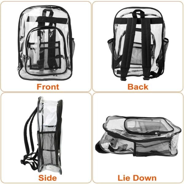 Heavy Duty Transparent Backpack See Through Book-bag Waterproof Clear Backpack 10