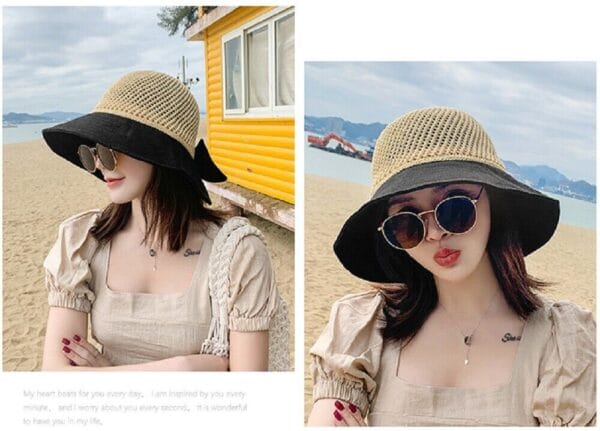 Sun Beach Straw Hats Wide Brim Packable Summer Cap 16