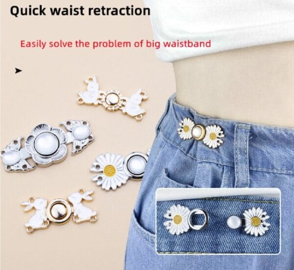 8 Pcs Adjustable Waist Buckle Set-Jeans Extender Waist Extender Button Pant Clip 1