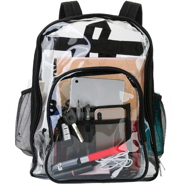Heavy Duty Transparent Backpack See Through Book-bag Waterproof Clear Backpack 11