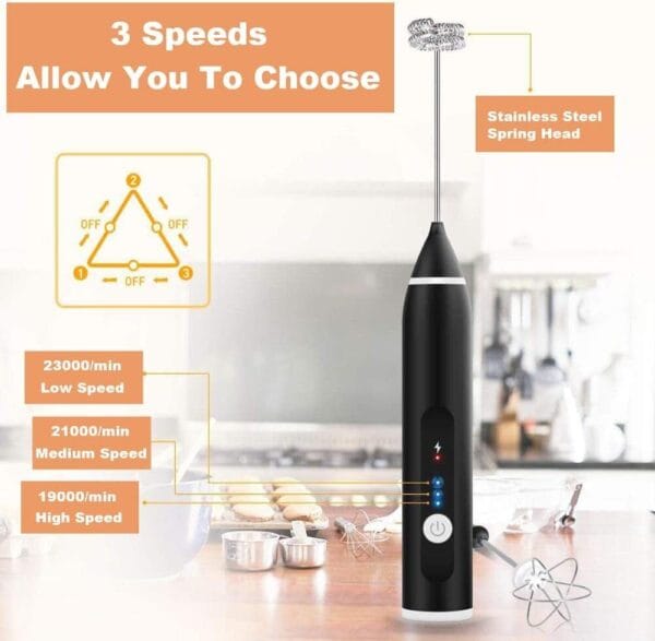 Electric Milk Frother Handheld Drink Foamer Coffee Mixer Egg Beater Double Whisk 4