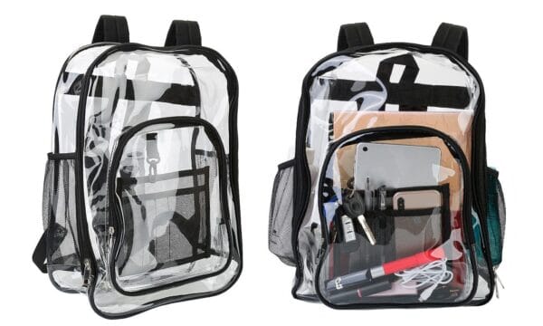 Heavy Duty Transparent Backpack See Through Book-bag Waterproof Clear Backpack 13