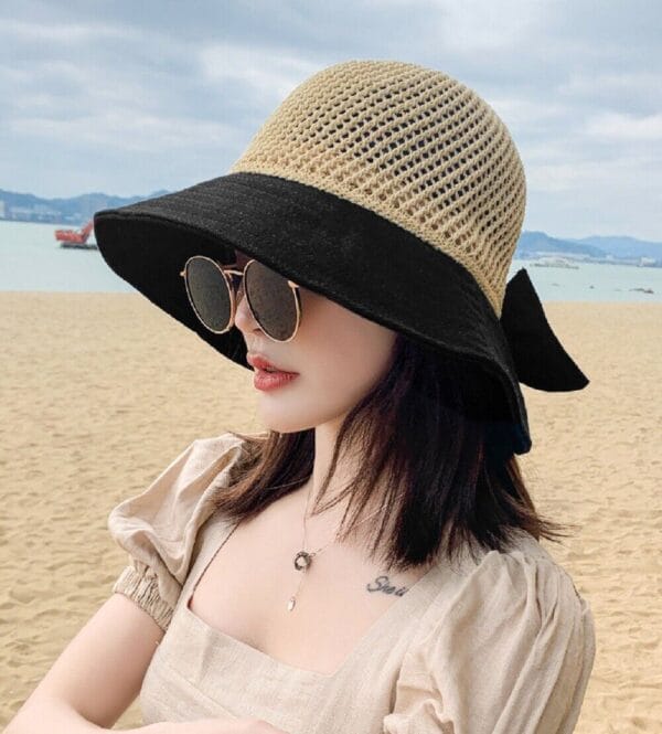 Sun Beach Straw Hats Wide Brim Packable Summer Cap 1