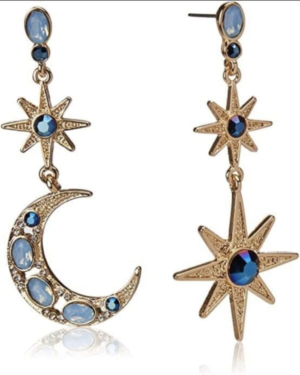 US Seller Betsey Johnson Celestial Moon & Star Drop Earrings 1