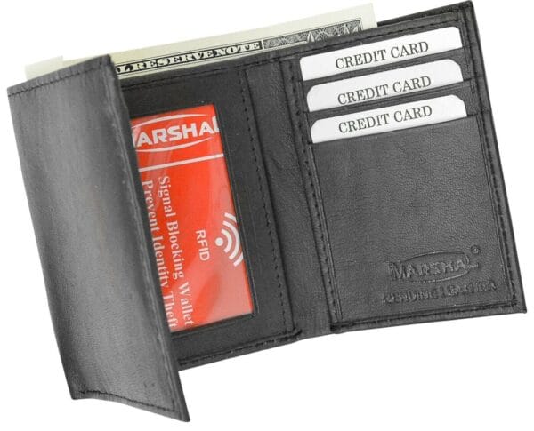 Real Leather Slim Wallets For Men Trifold Mens Wallet W/ ID Window RFID Blocking 14