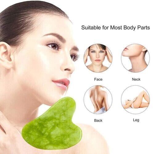 Jade Gua Sha Board Beauty Facial Roller Set Natural Face Neck Massager Tool 10
