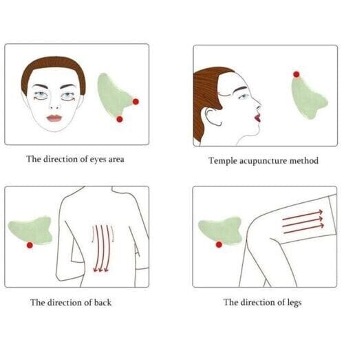 Jade Gua Sha Board Beauty Facial Roller Set Natural Face Neck Massager Tool 12