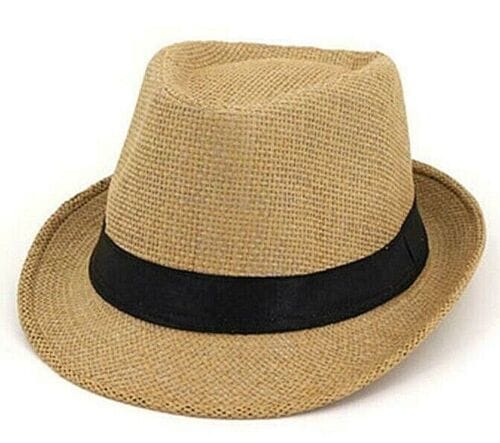 Men Women Summer Straw Fedora Hat Trilby Cuban Sun Cap Panama Short Brim Floral 47