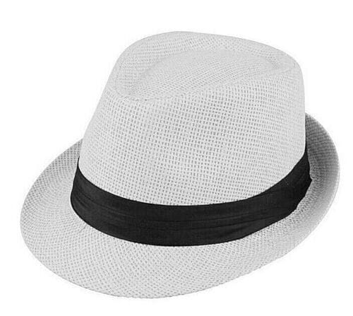 Men Women Summer Straw Fedora Hat Trilby Cuban Sun Cap Panama Short Brim Floral 48