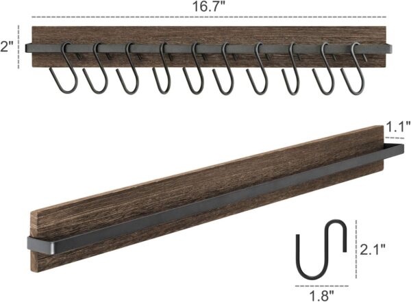 Mkono Hat Rack for Wall Wooden Baseball Caps Organizer with 20 Hooks Rustic Cowboy Hanger Mounted Hats Display Closet Bedroom Entryway, Set of 2, Brown 2